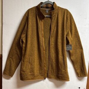 Eddie Bauer Women’s Mustard Tan Full Zip Jacket W/Plaid Accents. Size Tall 2XL